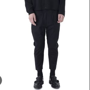 Chapter Mens Solid Black Admission Wool Blend Tapered Cropped Pants